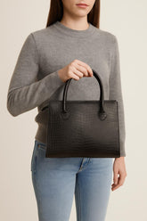 Genuine Leather Crocodile Finish Handbag