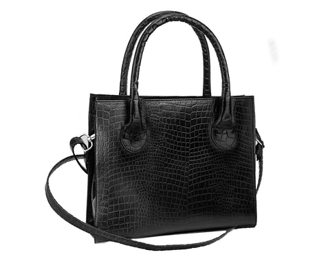 Genuine Leather Crocodile Finish Handbag