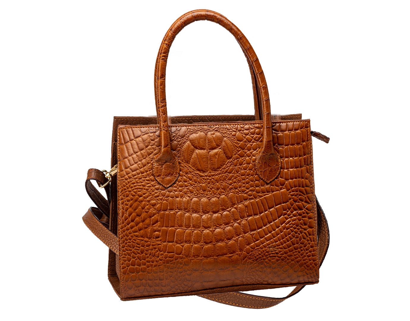 Genuine Leather Crocodile Finish Handbag