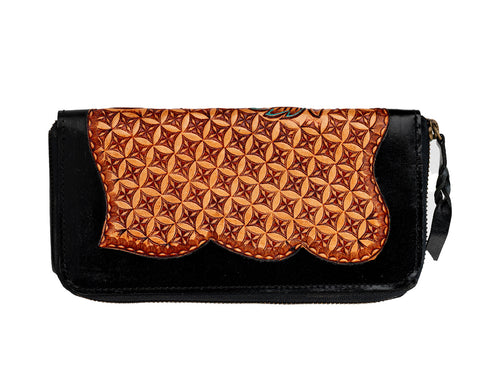Genuine Leather Floral Clutch Wallet