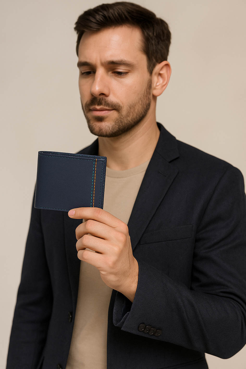 Men's Navy Leather Wallet