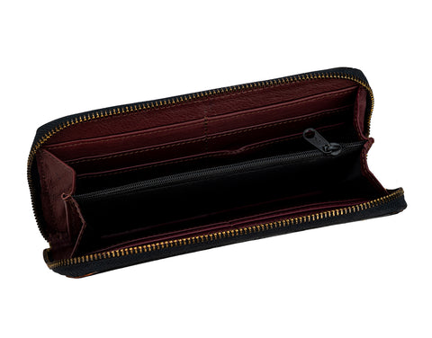 Genuine Leather Floral Clutch Wallet