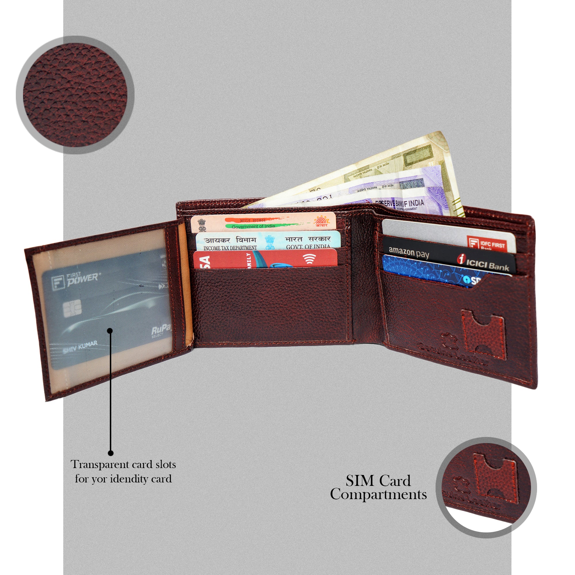 Men's Genuine Leather Brown Wallet