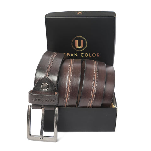 Men's Genuine Leather Dark Brown Belt