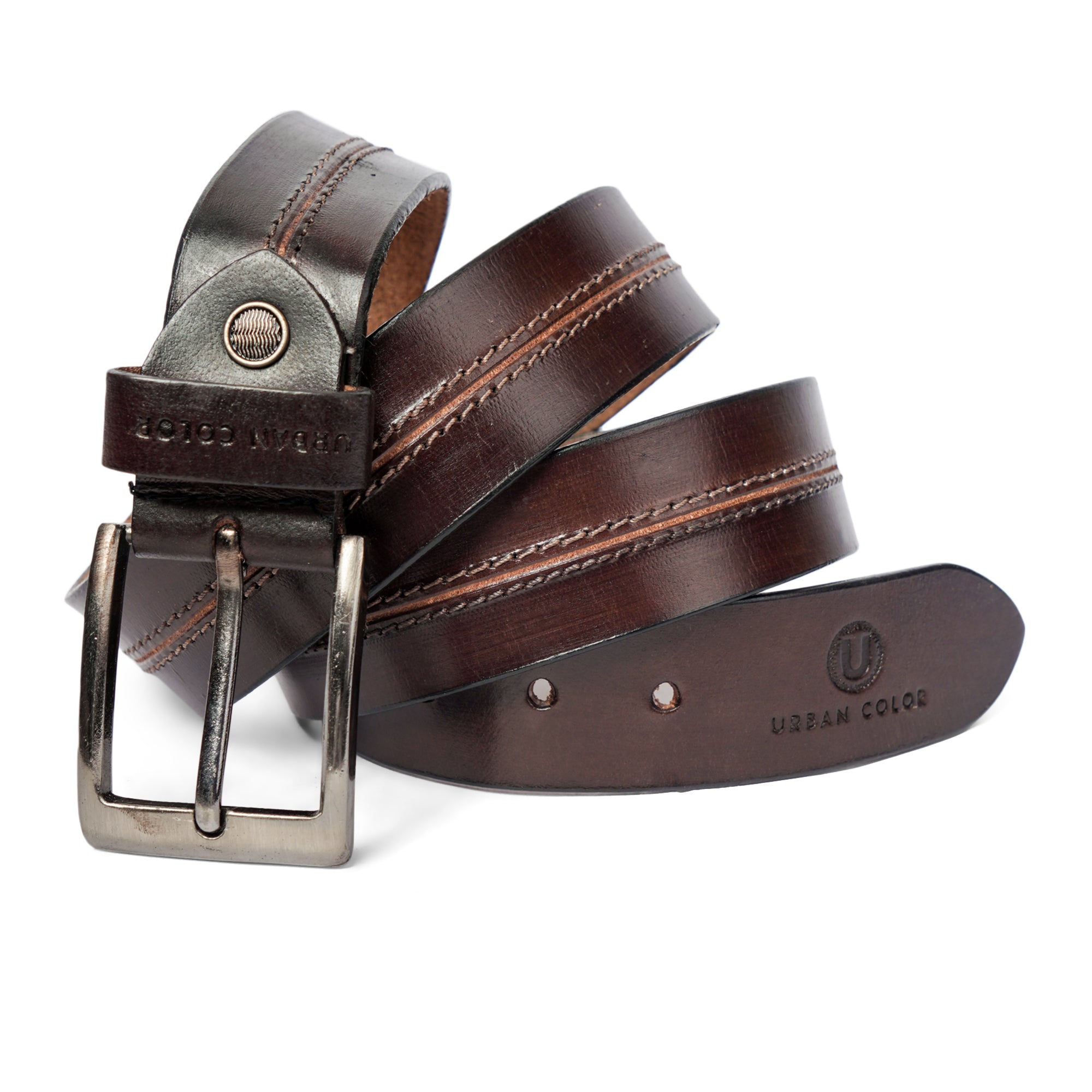 Men's Genuine Leather Dark Brown Belt