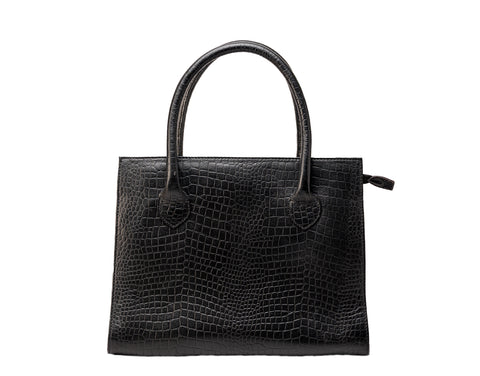 Genuine Leather Crocodile Finish Handbag