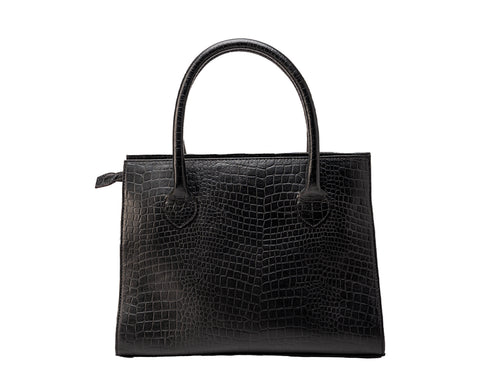 Genuine Leather Crocodile Finish Handbag