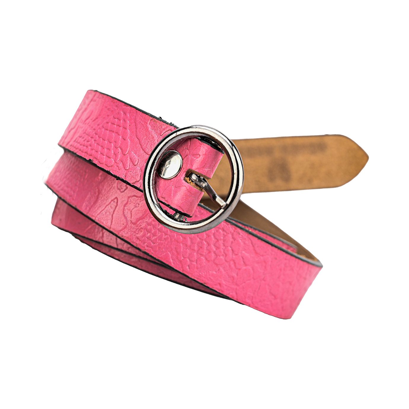Luxury Pink Pebble Leather Belt