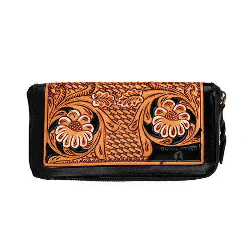 Floral Leather Clutch Wallet